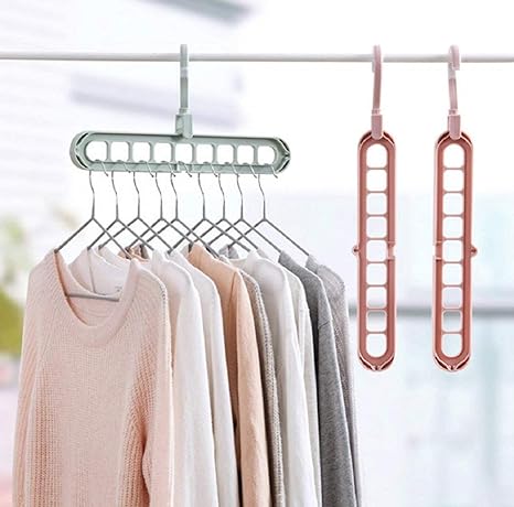 Pack Of 5 Magic Hanger Multipurpose 9 Hole Space Saving Closet Organizer – Multicolor