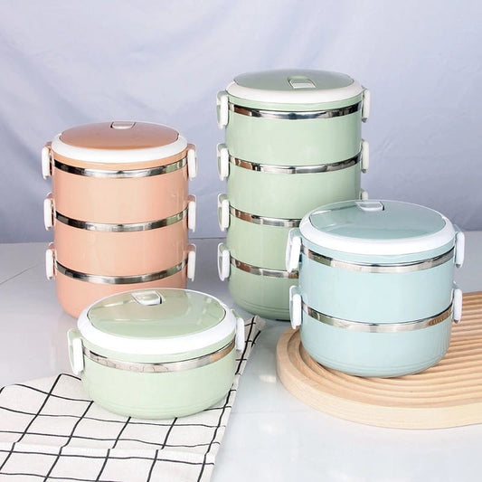 Multi-Layer Heat Preservation Stainless Steel Leakproof Lunch Box Food Container(random color) -