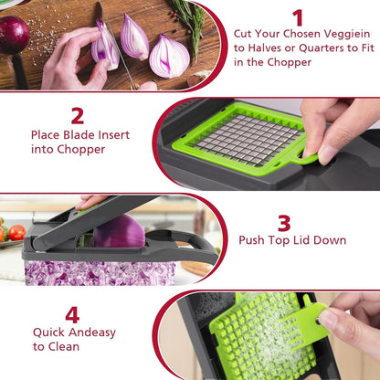 16-in-1 Multifunctional Vegetable Cutter & Slicer – Kitchen Tool with Interchangeable Blades