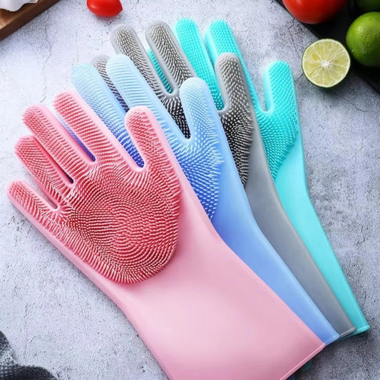 Silicone Dishwashing Gloves Durable Quality Comfortable Grip Reliable Performance Easy Cleaning (Random Colors)