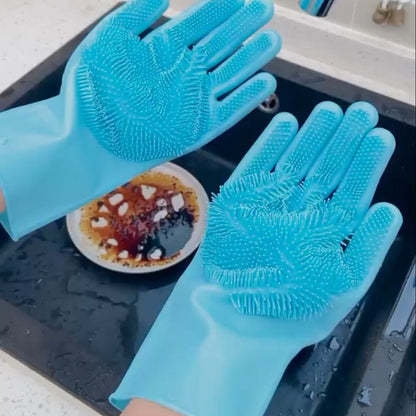 Silicone Dishwashing Gloves Durable Quality Comfortable Grip Reliable Performance Easy Cleaning (Random Colors)